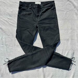 Free People black lace up ankle skinny jeans